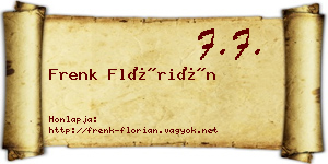 Frenk Flórián névjegykártya